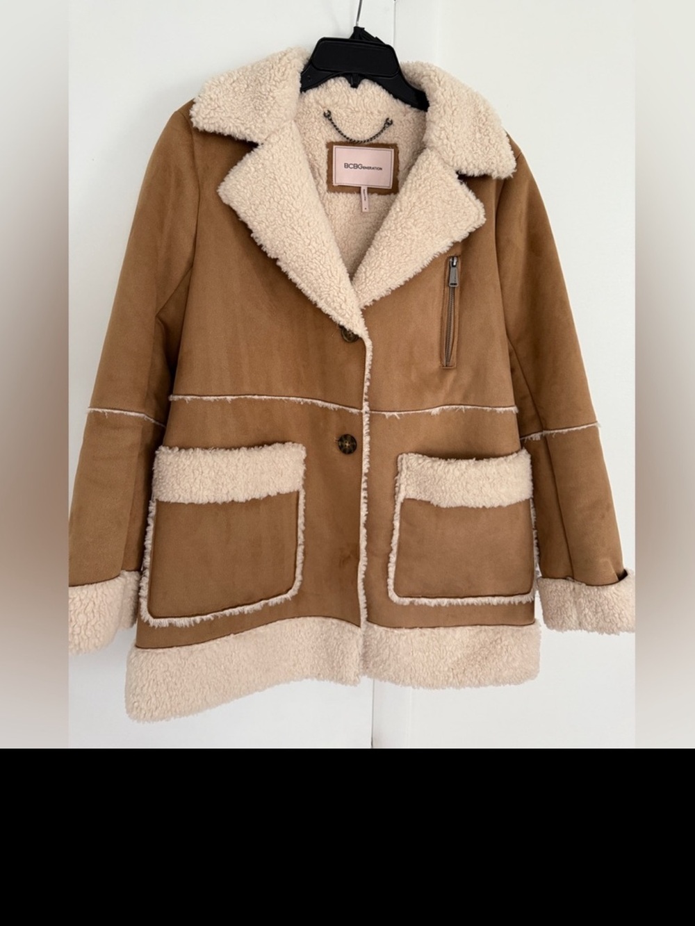 NWOT BCBGeneration Tan and Cream Shearling Jacket ***very warm